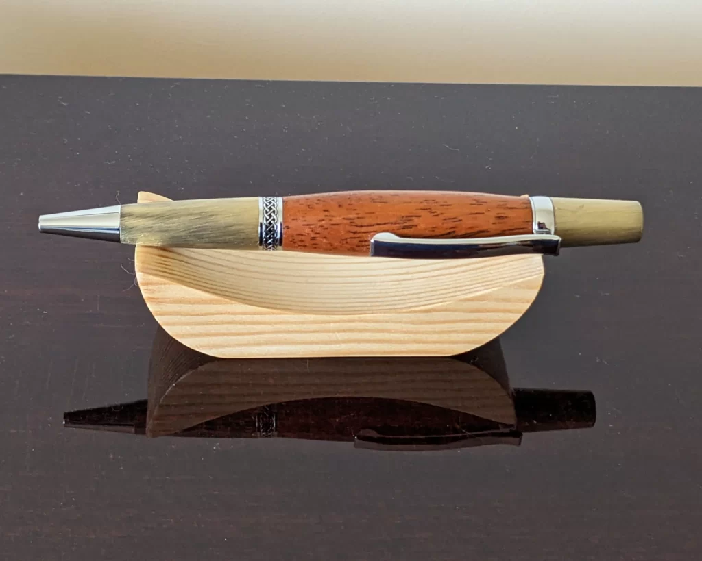 331 Braz Mahog. Ballpoint Pen with Antique Gold Fittings