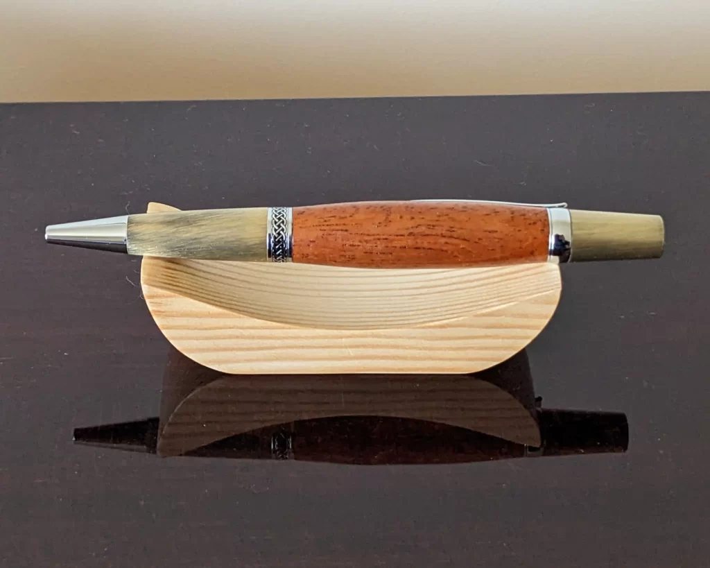 331 Braz Mahog. Ballpoint Pen with Antique Gold Fittings