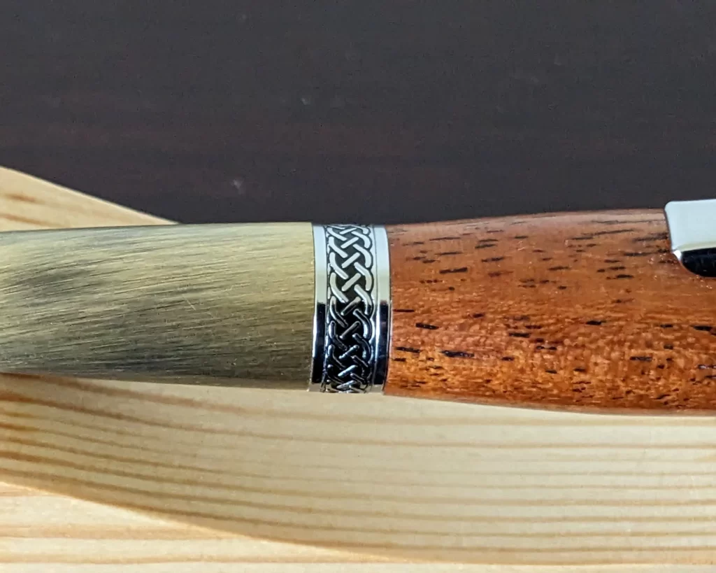 331 Braz Mahog. Ballpoint Pen with Antique Gold Fittings