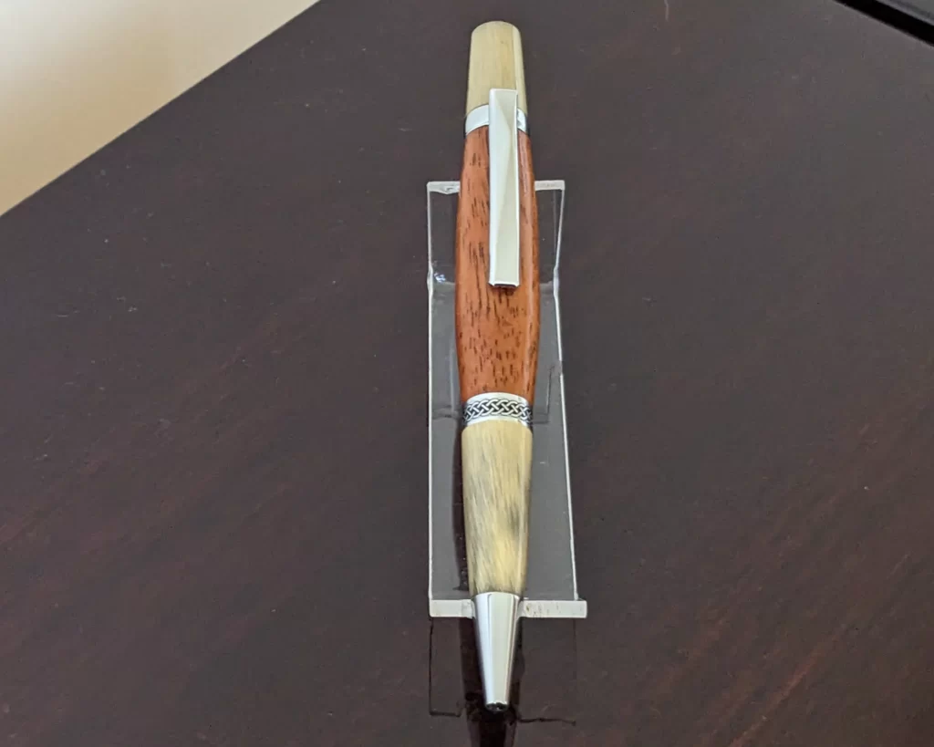 331 Braz Mahog. Ballpoint Pen with Antique Gold Fittings