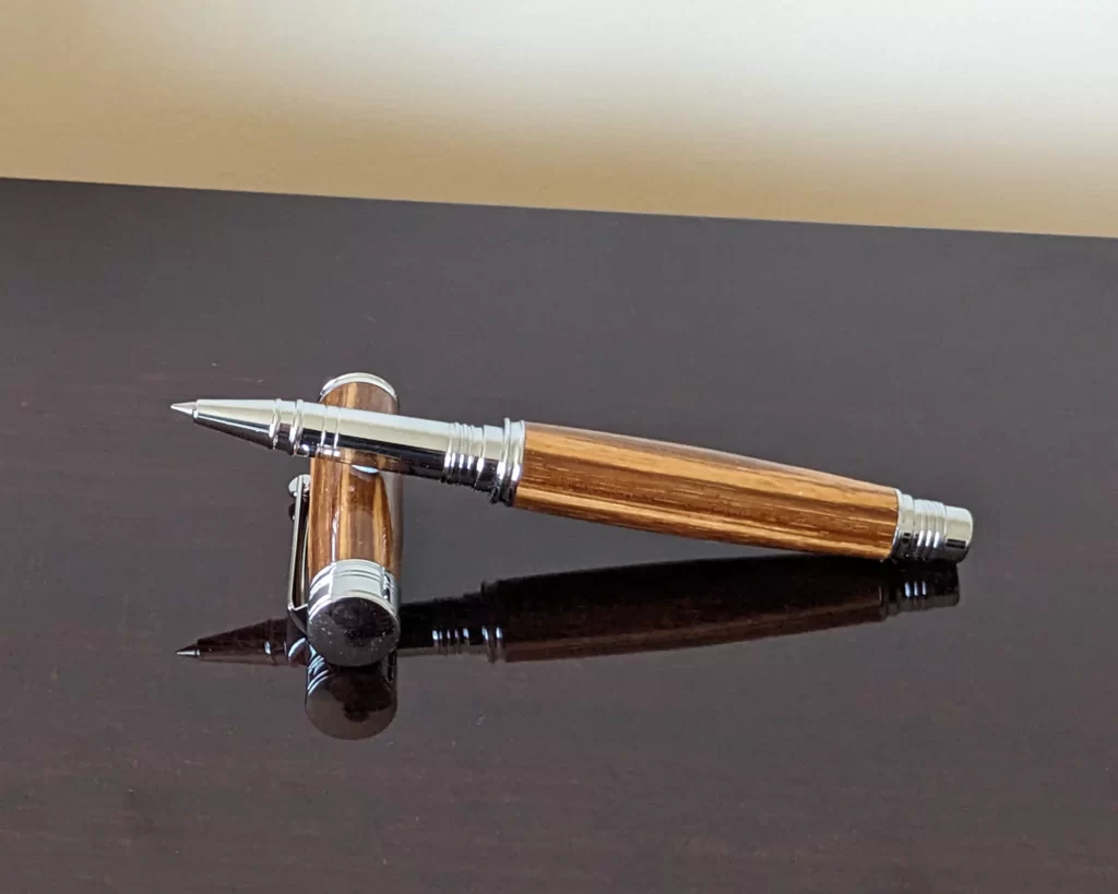 407 Zebrano Rollerball Pen with Chrome Plated Fittings