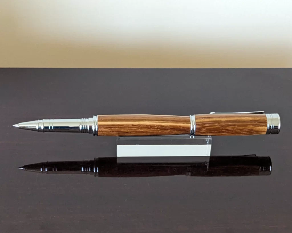 407 Zebrano Rollerball Pen with Chrome Plated Fittings