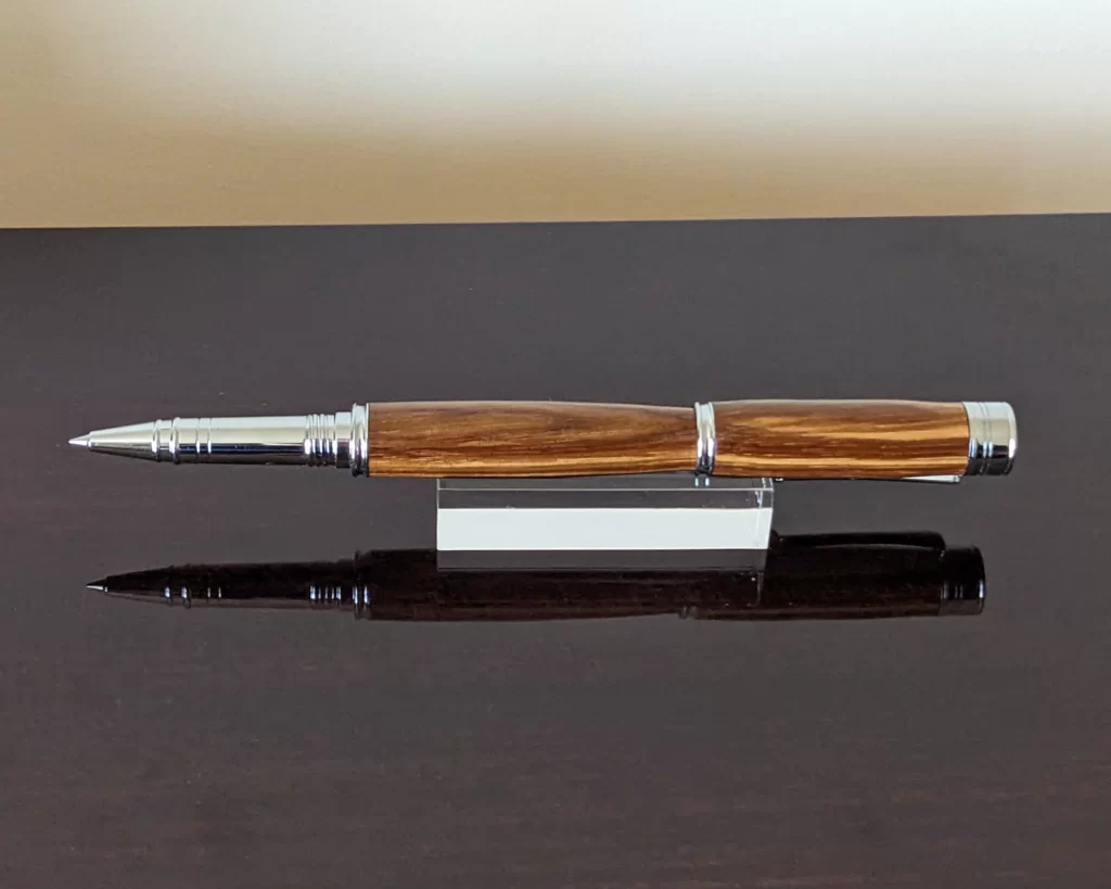 407 Zebrano Rollerball Pen with Chrome Plated Fittings