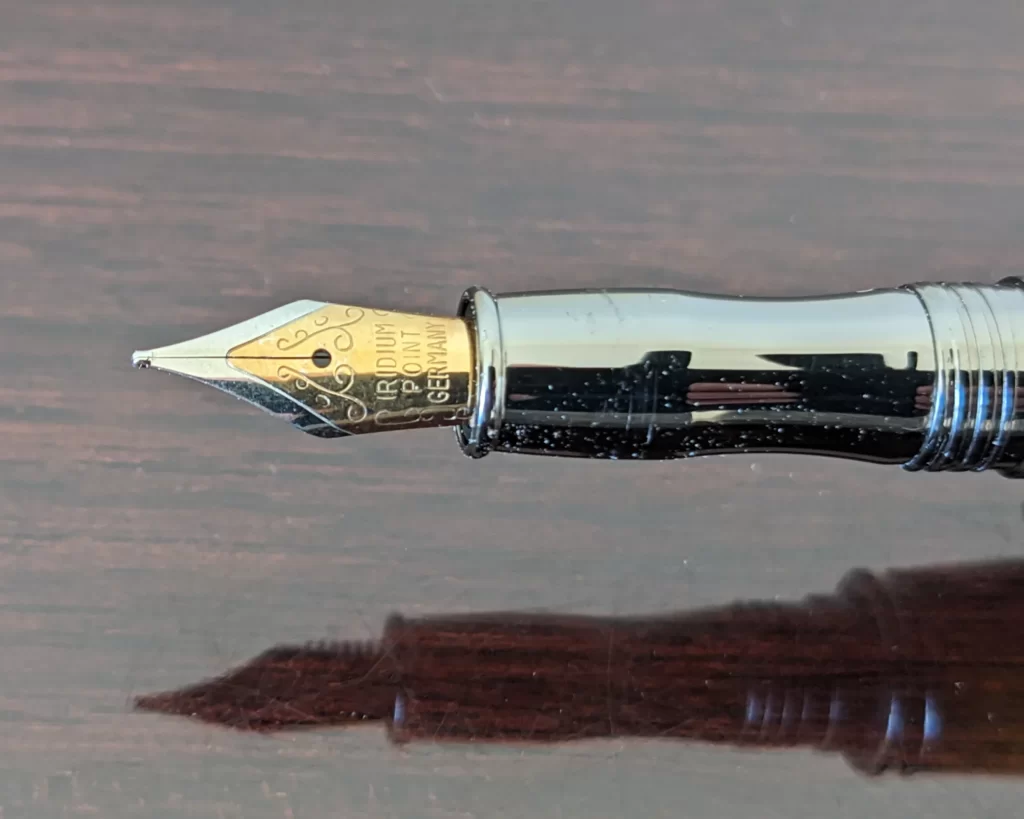 442 Yellow and Black Resin Fountain Pen with Gun Metal Fittings