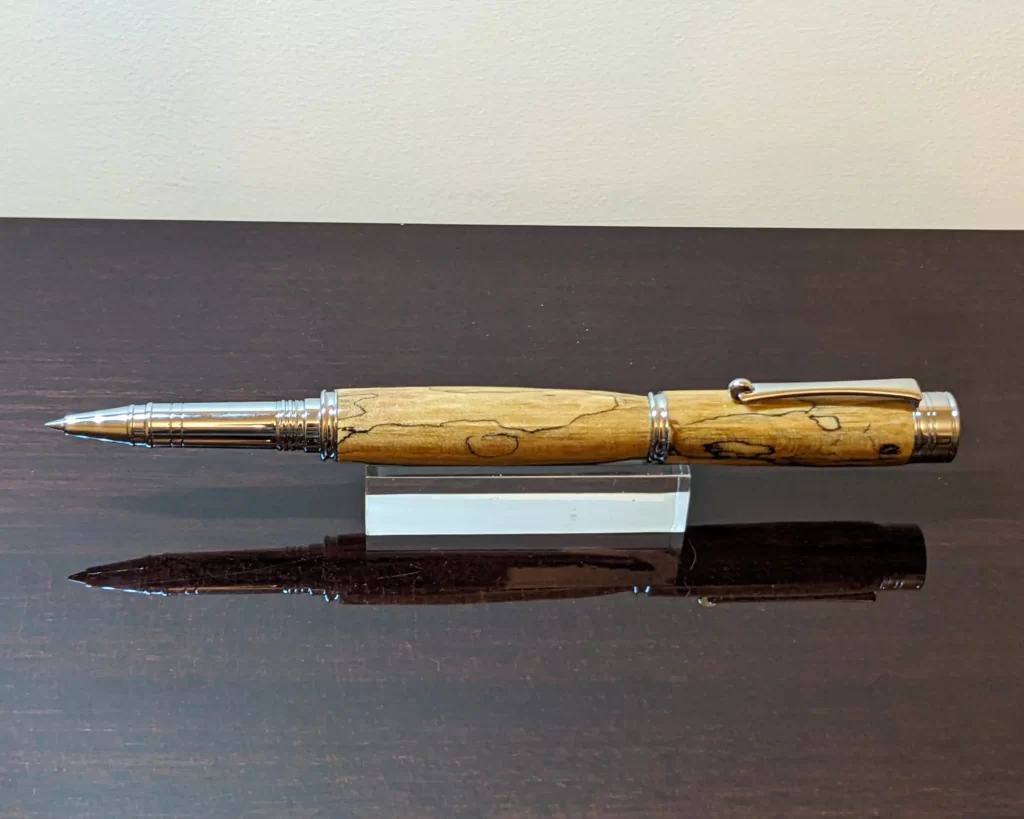 491 Spalted Beech Rollerball Pen with Chrome Fittings