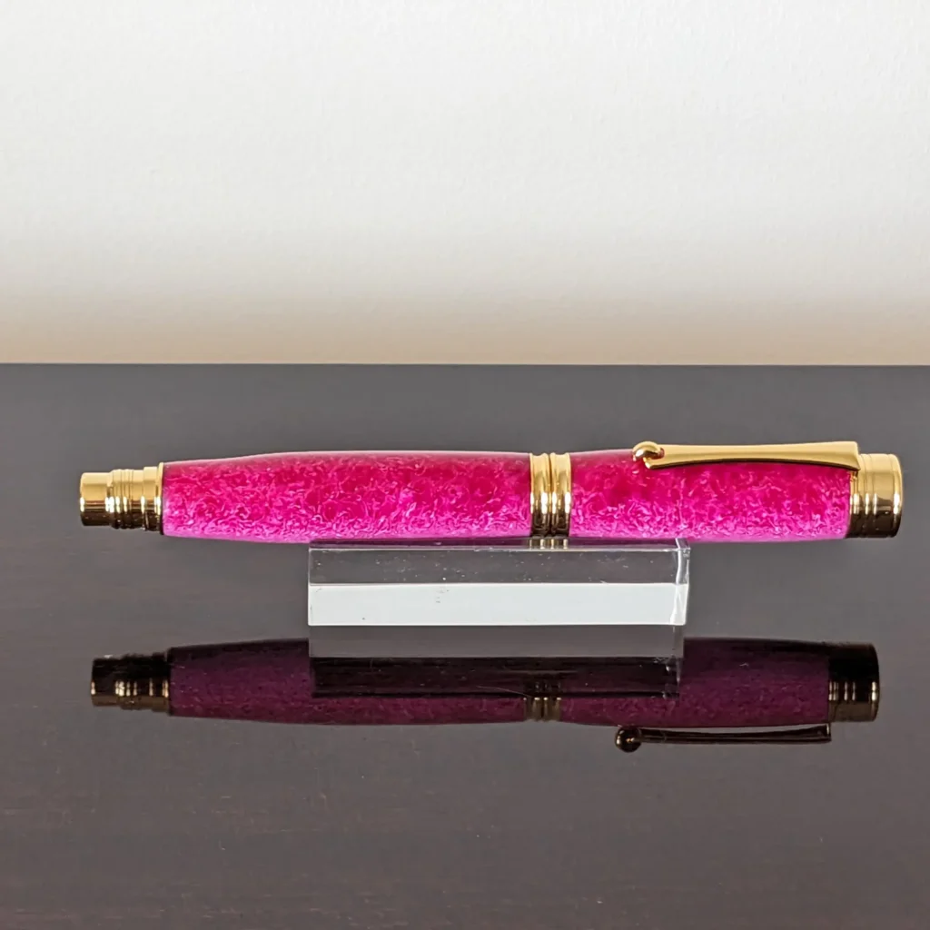 558 Pink and White Fountain Pen with Gold Plated Fittings