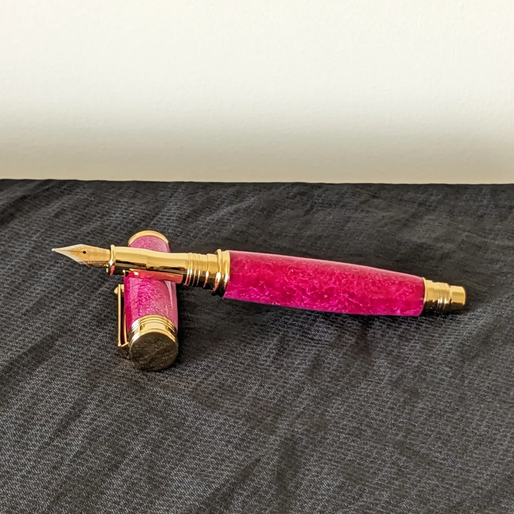 558 Pink and White Fountain Pen with Gold Plated Fittings