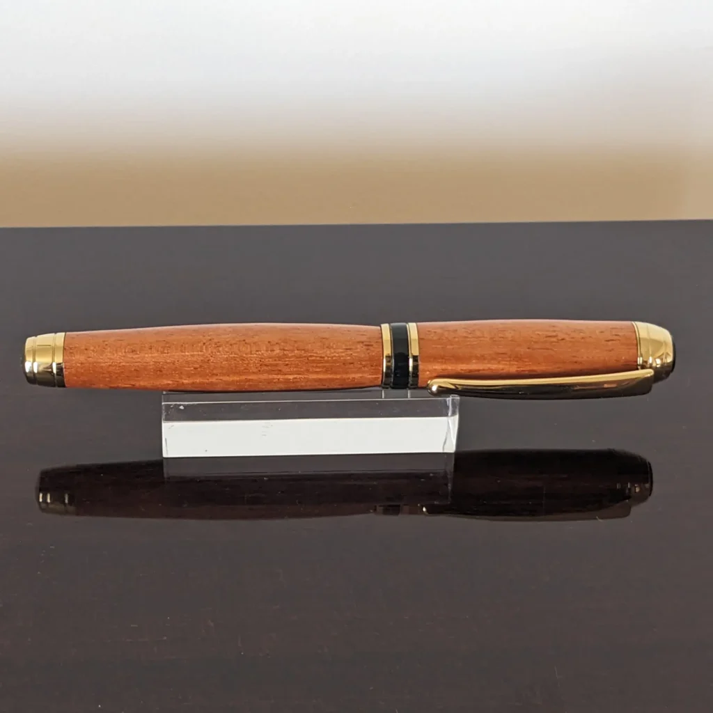 589 Brazilian Mahogany Fountain Pen with Gold and Black Fittings