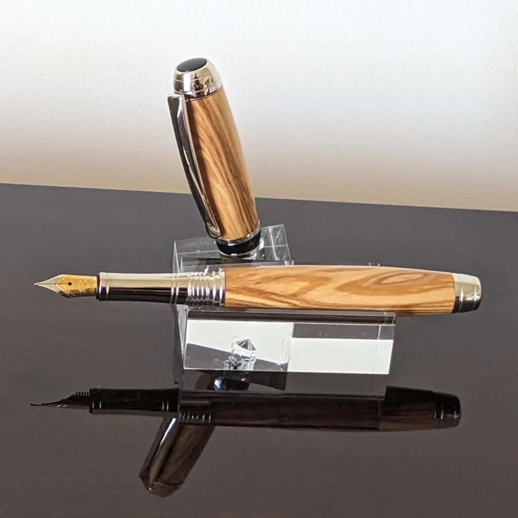 590 Mediterranean Olive Fountain Pen with Rhodium and Black Fittings