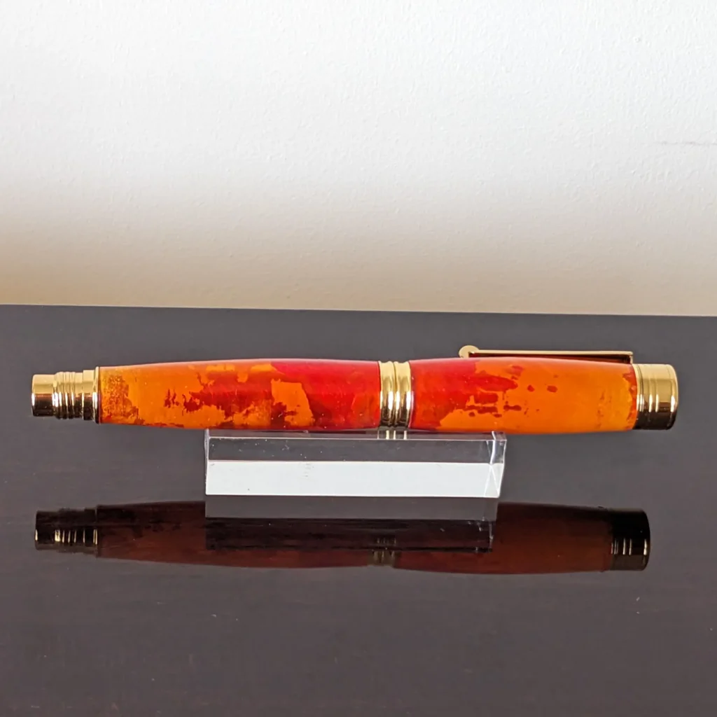 613 Orange Resin Fountain Pen with Gold Plated Fittings