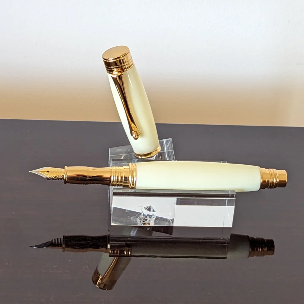 624 Ivory Resin Fountain Pen with Gold Plated Fittings