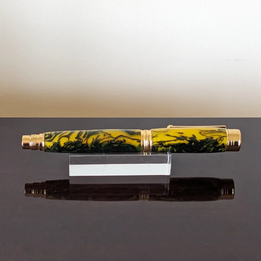 643 Yellow and Black Resin Fountain Pen with Gold Plated Fittings