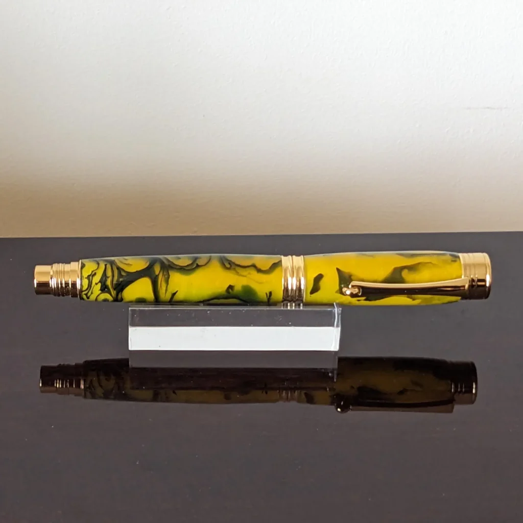 643 Yellow and Black Resin Fountain Pen with Gold Plated Fittings