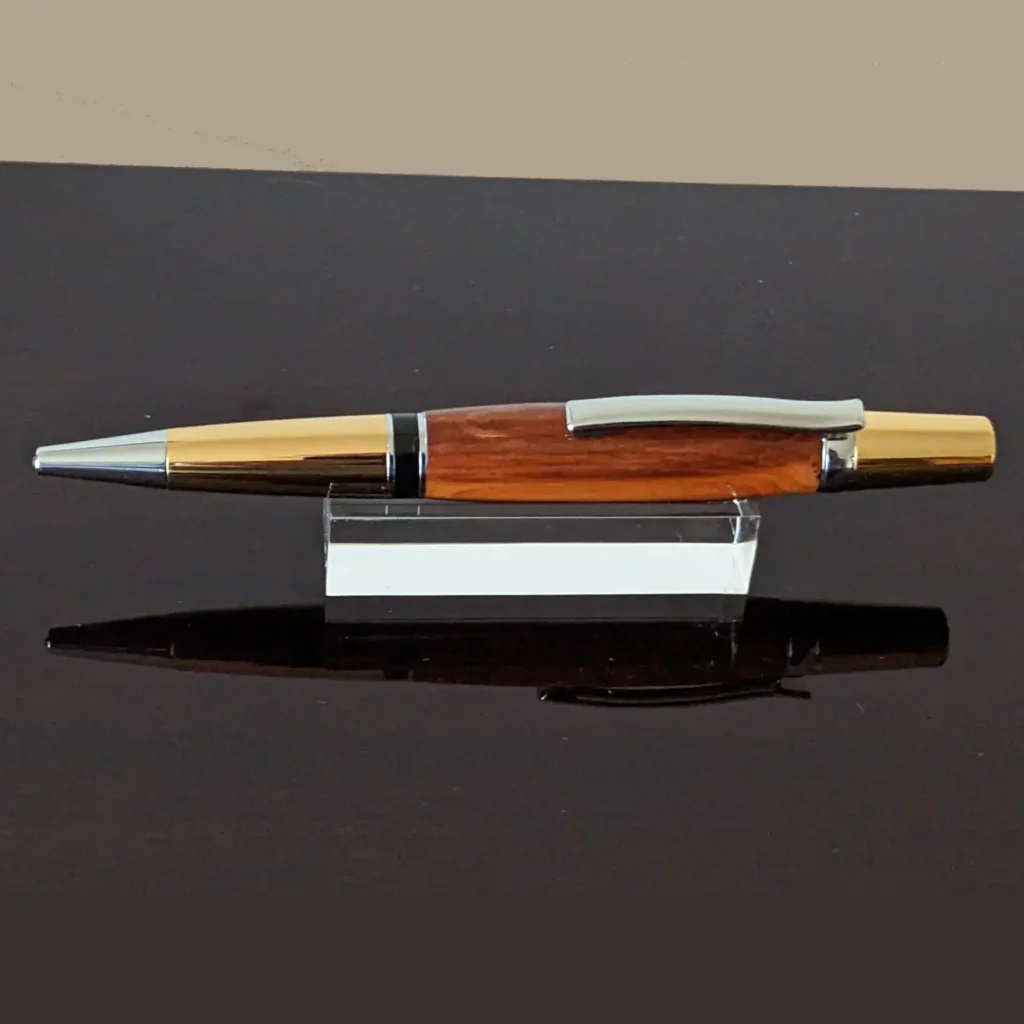 Yew Ballpoint Pen with Chrome and Gold Fittings (341)