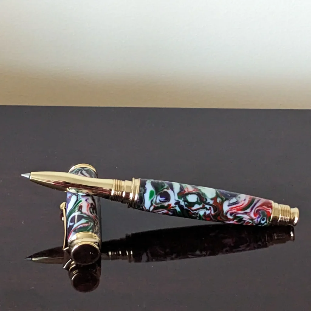 Multicoloured Resin Rollerball Pen with Gold Plated Fittings (430)