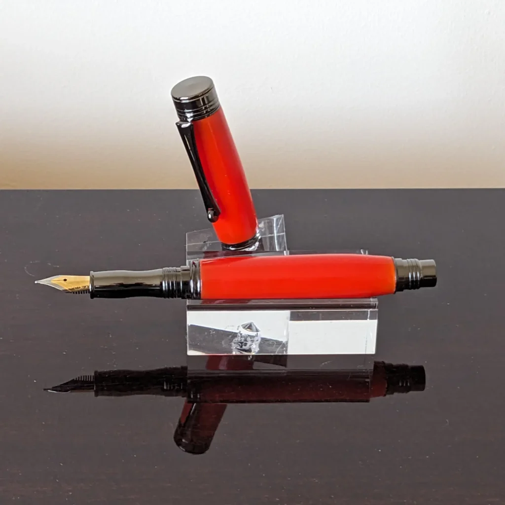 680 Orange Resin Fountain Pen with Gun Metal Fittings