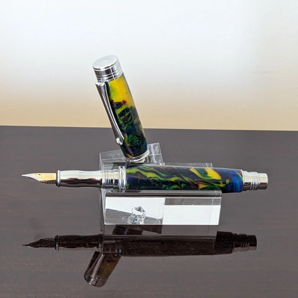 702 Multicoloured Fountain Pen with Chrome Plated Fittings