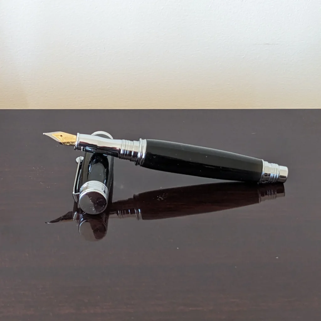 706 Black Fountain Pen with Chrome Fittings