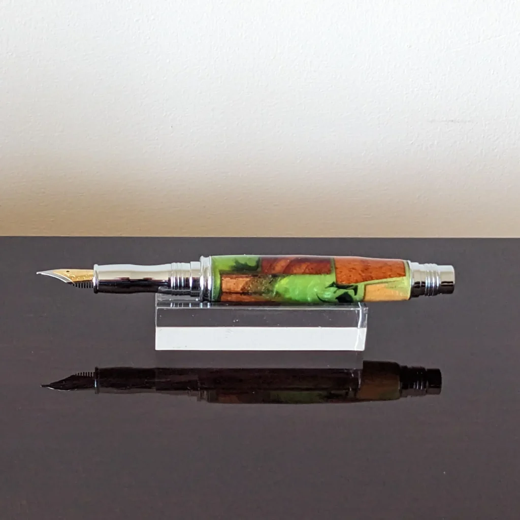 712 Scrap Wood Fountain Pen with Chrome Plated Fittings