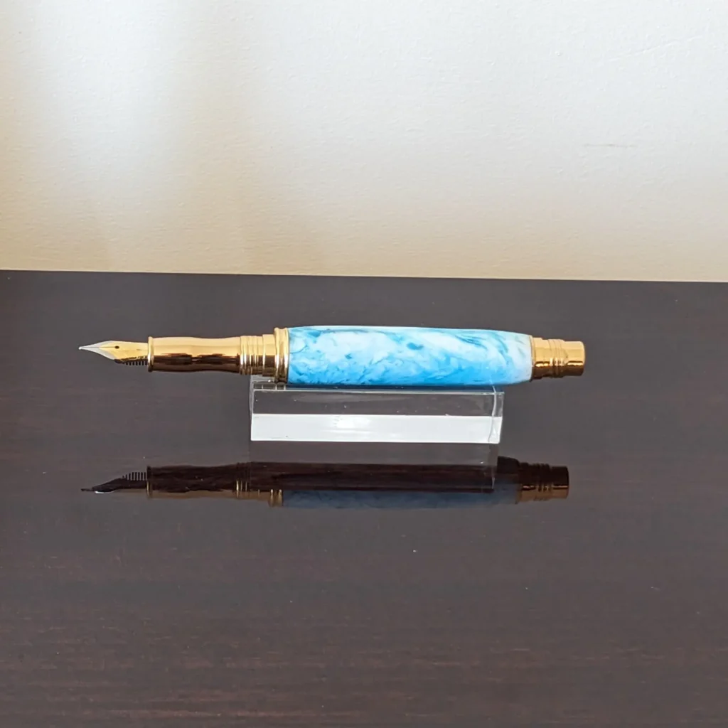 708 Sea and Surf Fountain Pen with Gold Plated Fittings