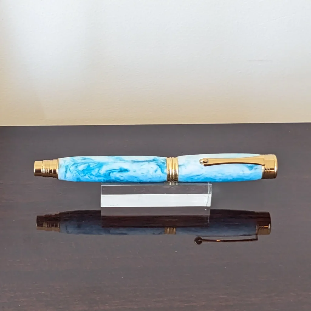 708 Sea and Surf Fountain Pen with Gold Plated Fittings
