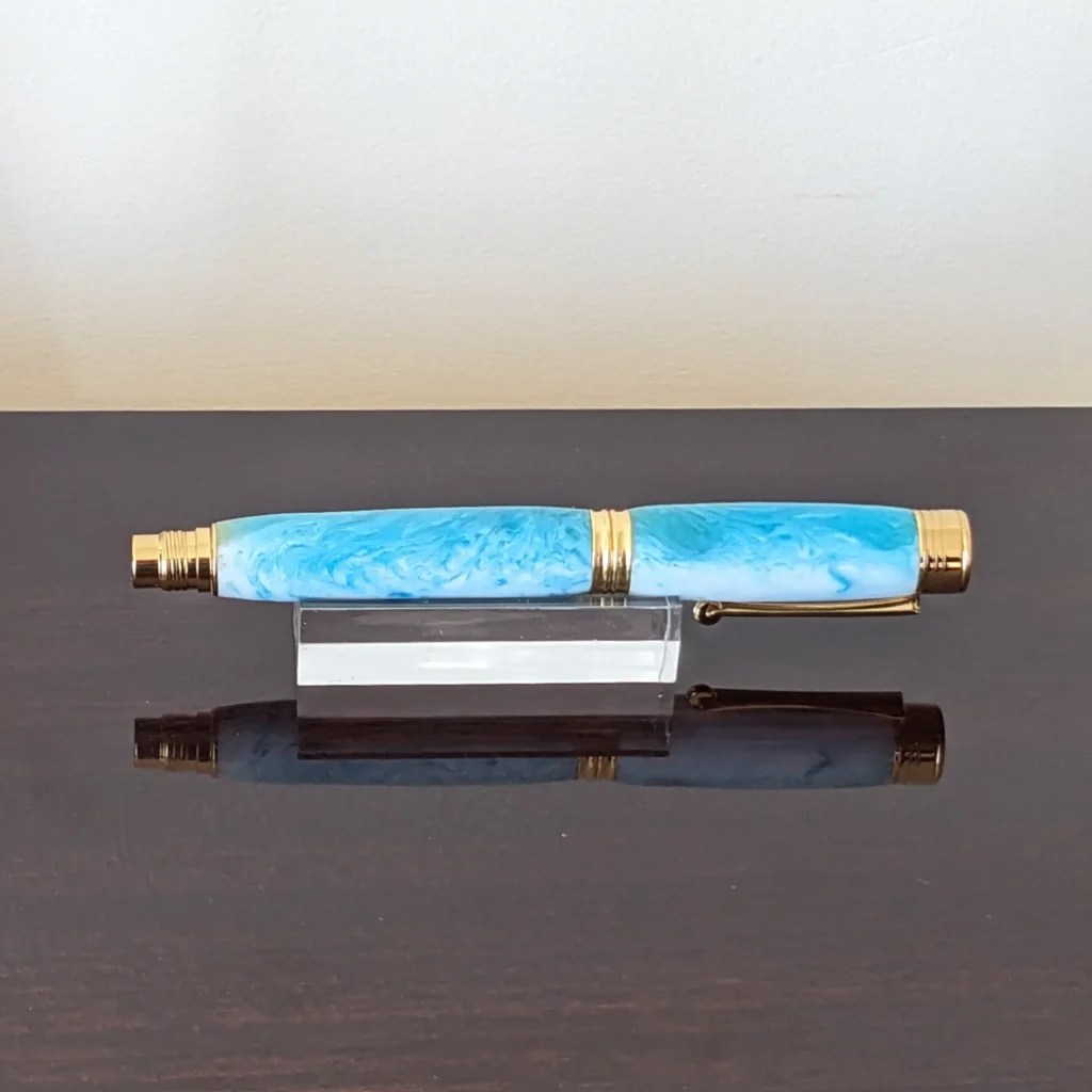708 Sea and Surf Fountain Pen with Gold Plated Fittings