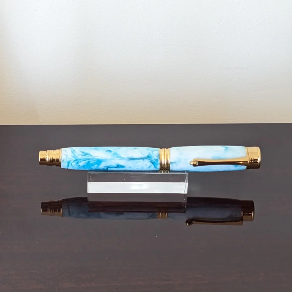 708 Sea and Surf Fountain Pen with Gold Plated Fittings