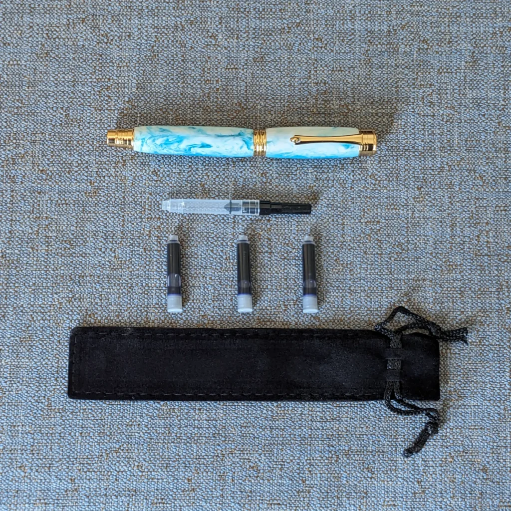 708 Sea and Surf Fountain Pen with Gold Plated Fittings