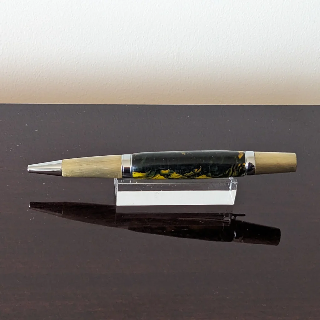 Yellow Ballpoint Pen with Antique Gold Plated Fittings (774)
