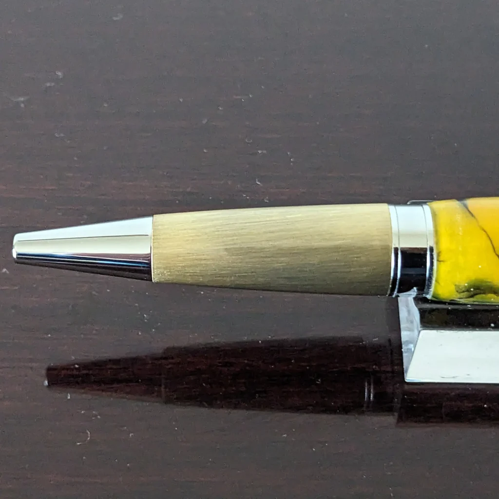 Yellow Ballpoint Pen with Antique Gold Plated Fittings (774)