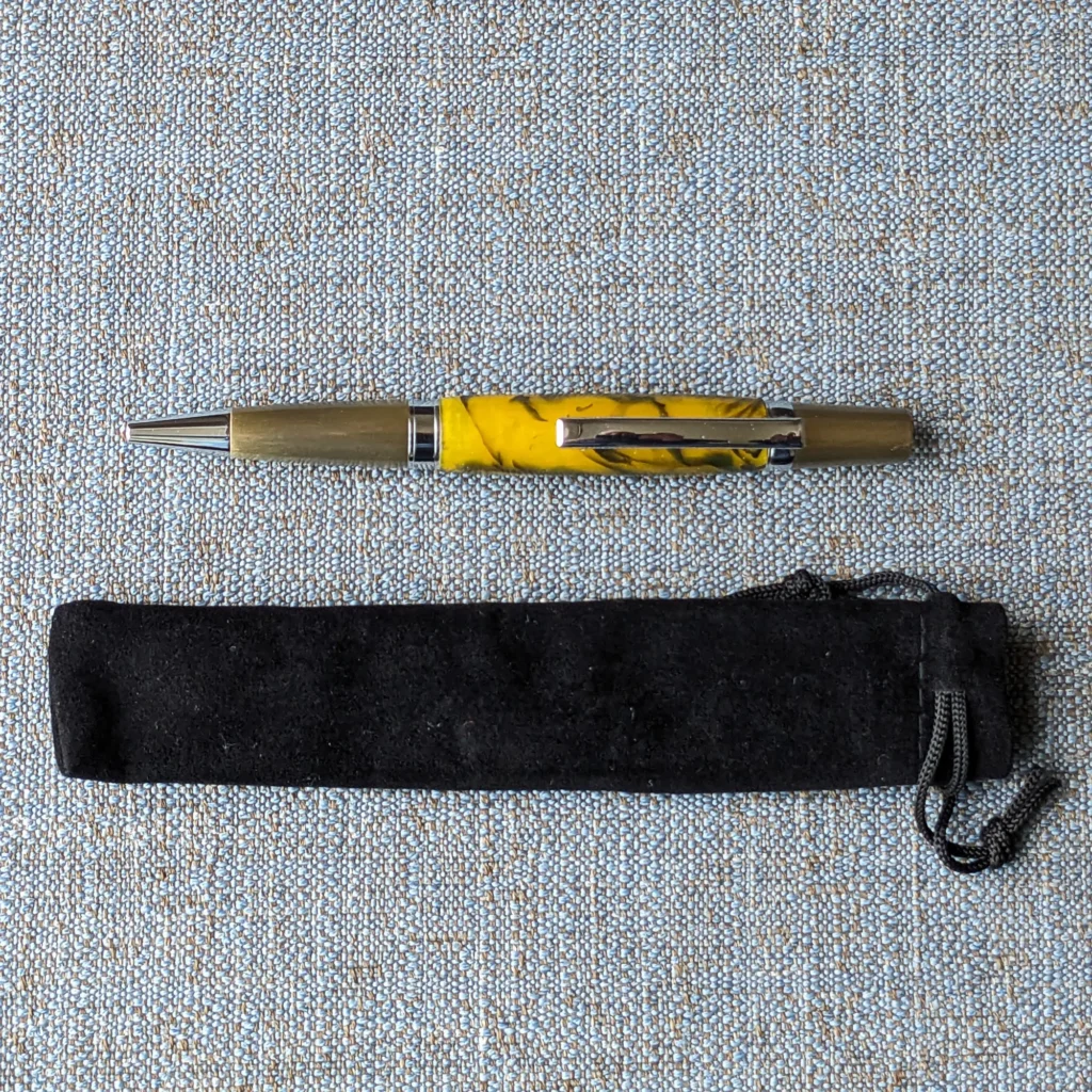 Yellow Ballpoint Pen with Antique Gold Plated Fittings (774)