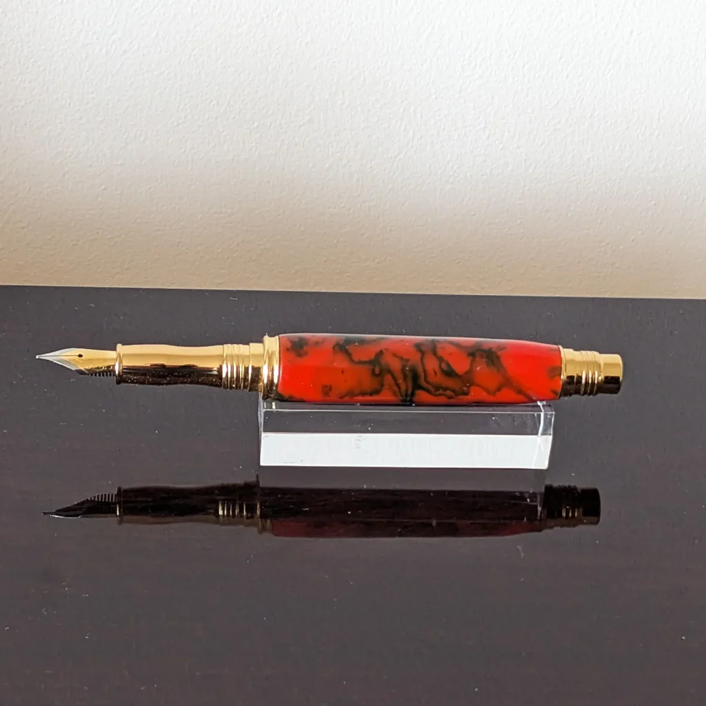 778 Orange and Green/Black Fountain Pen with Gold Plated Fittings