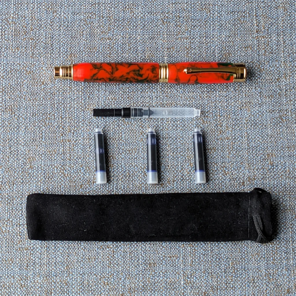 Orange and Green/Black Fountain Pen with Gold Plated Fittings (778)