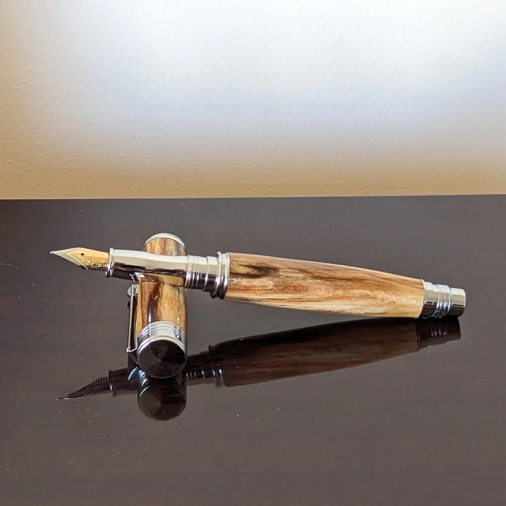 Spalted Fountain Pen with Chrome Plated Fittings (780)
