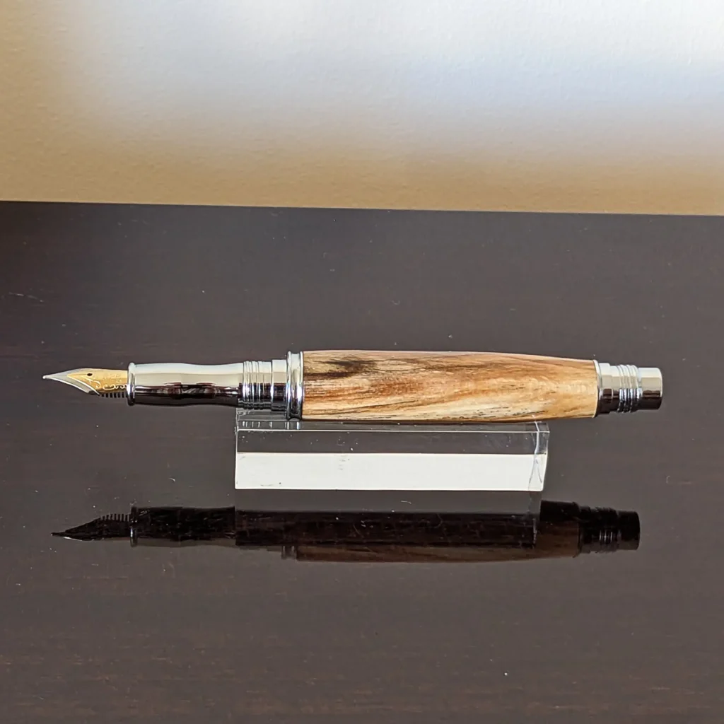 Spalted Fountain Pen with Chrome Plated Fittings (780)