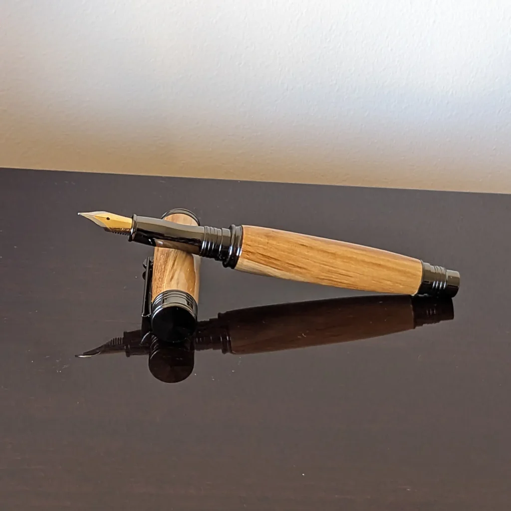 Olive Fountain Pen with Gun Metal Fittings (781)