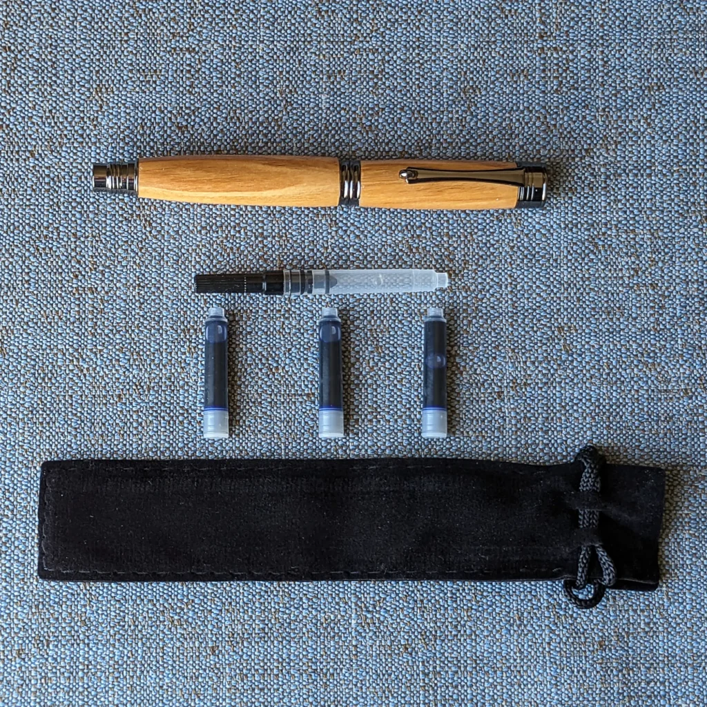 Olive Fountain Pen with Gun Metal Fittings (781)