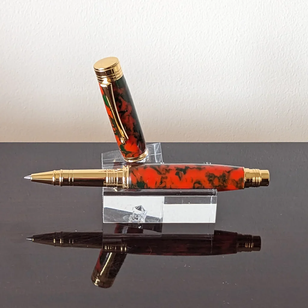 Orange Rollerball Pen with Gold Plated Fittings (786)