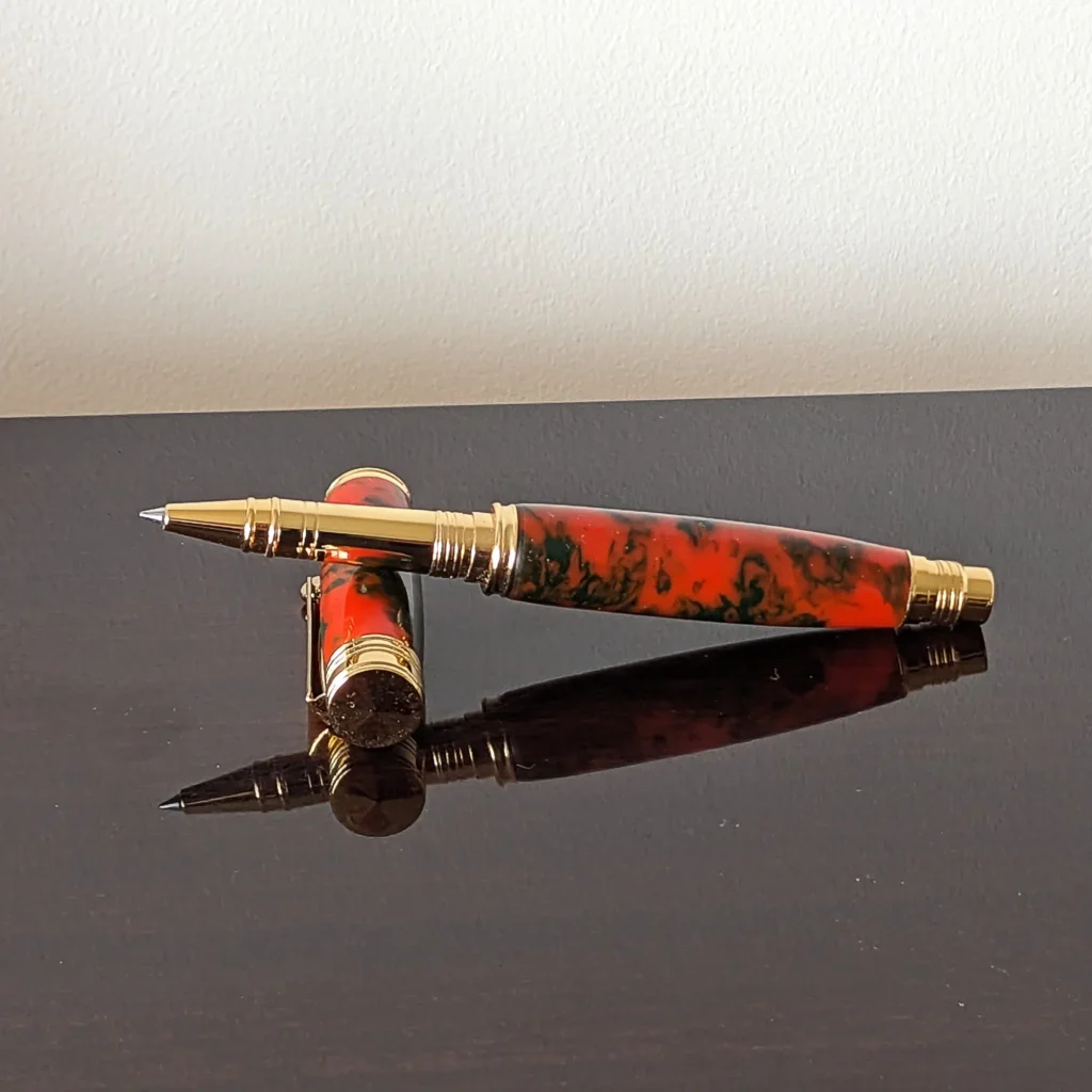 Orange Rollerball Pen with Gold Plated Fittings (786)