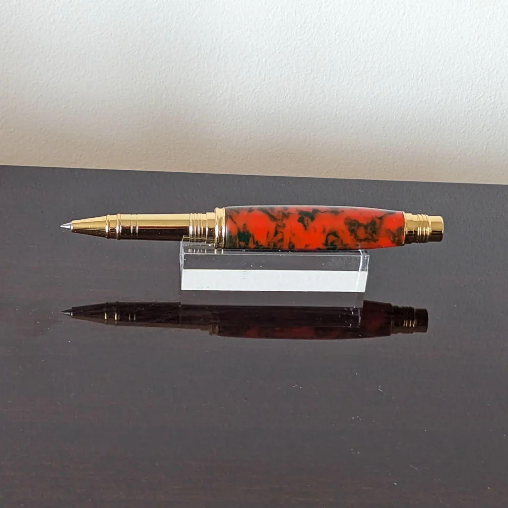 Orange Rollerball Pen with Gold Plated Fittings (786)
