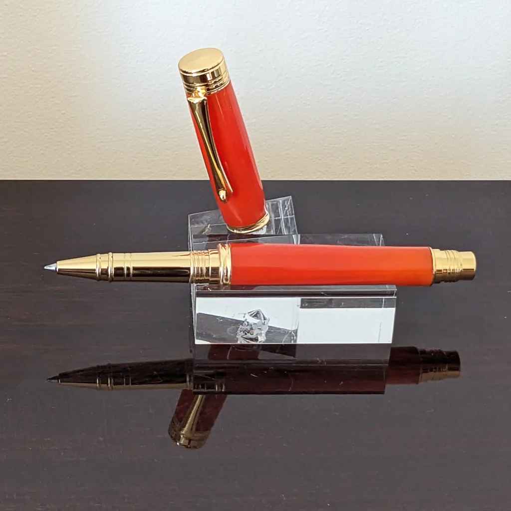 Orange Resin Rollerball Pen with Gold Plated Fittings (798)