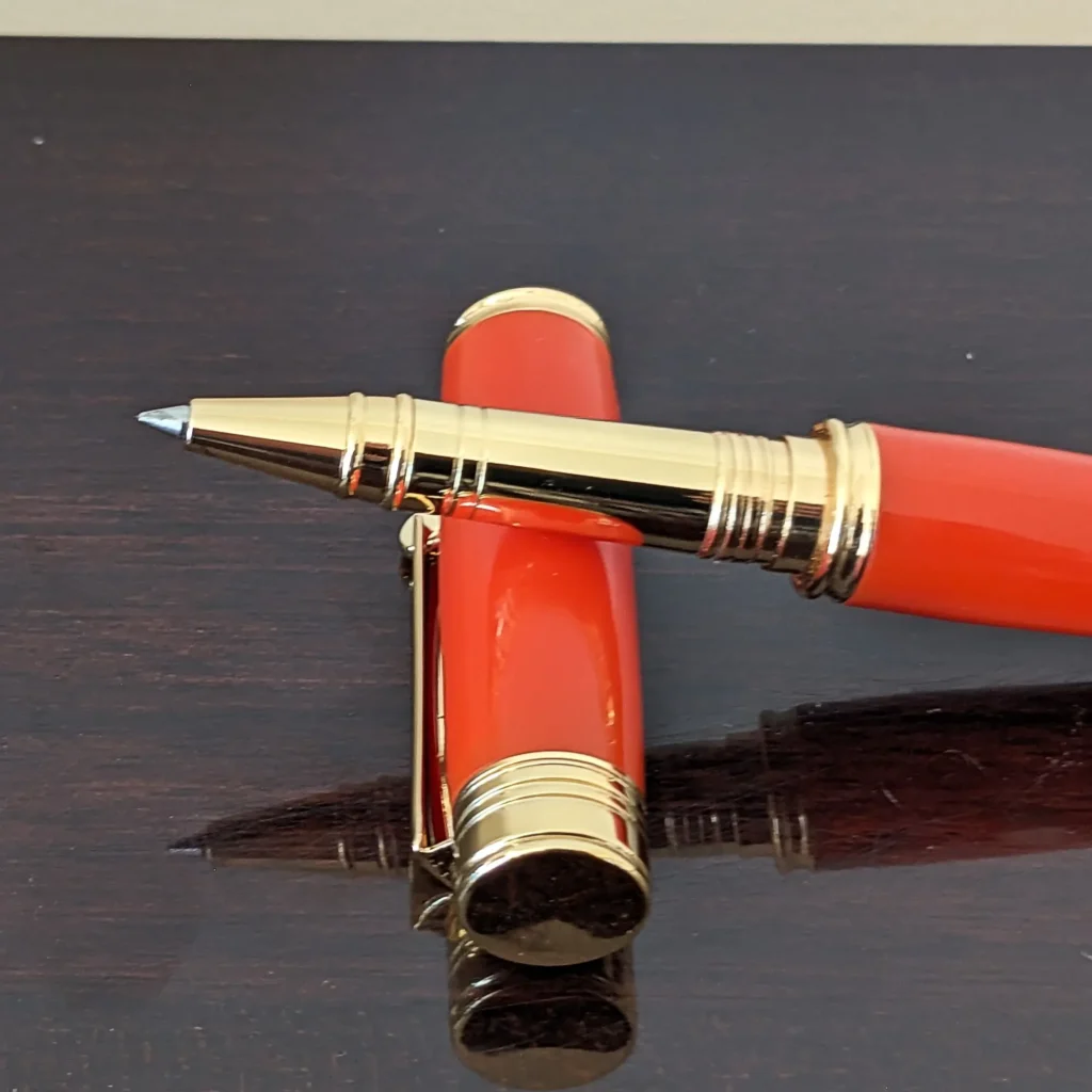 Orange Resin Rollerball Pen with Gold Plated Fittings (798)