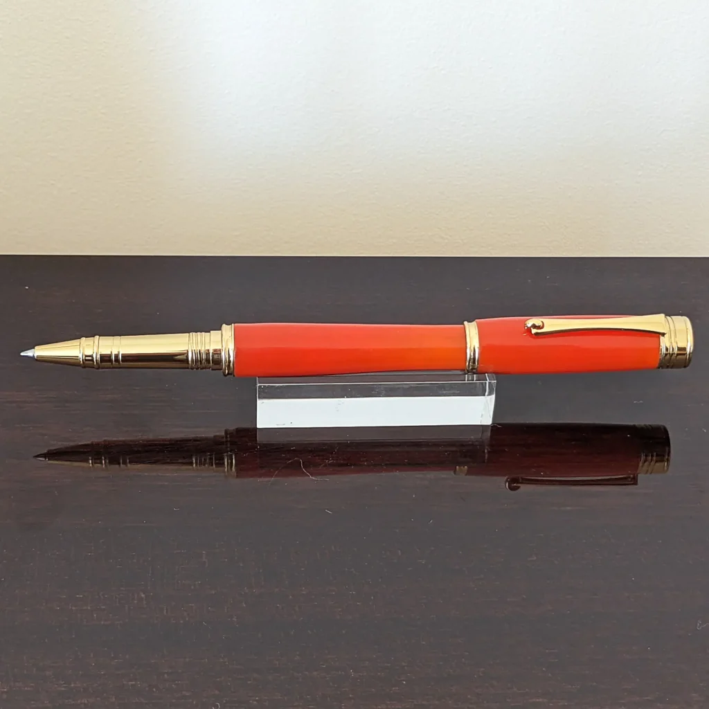 Orange Resin Rollerball Pen with Gold Plated Fittings (798)