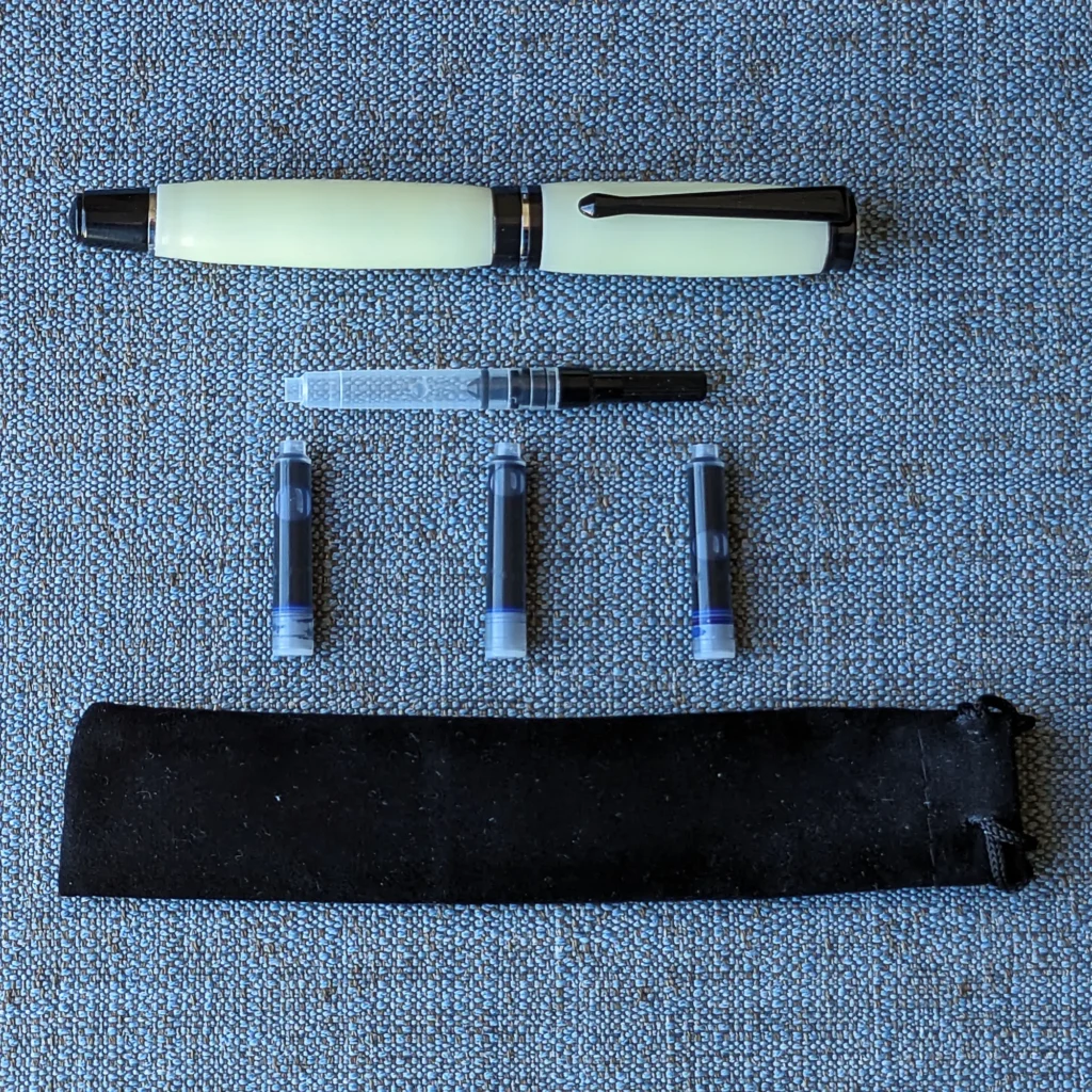 White Resin Fountain Pen with Black Chrome Fittings (804)