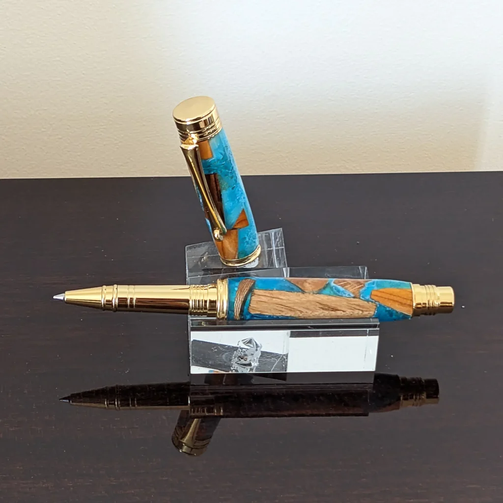812 Driftwood Rollerball Pen with Gold Plated Fittings