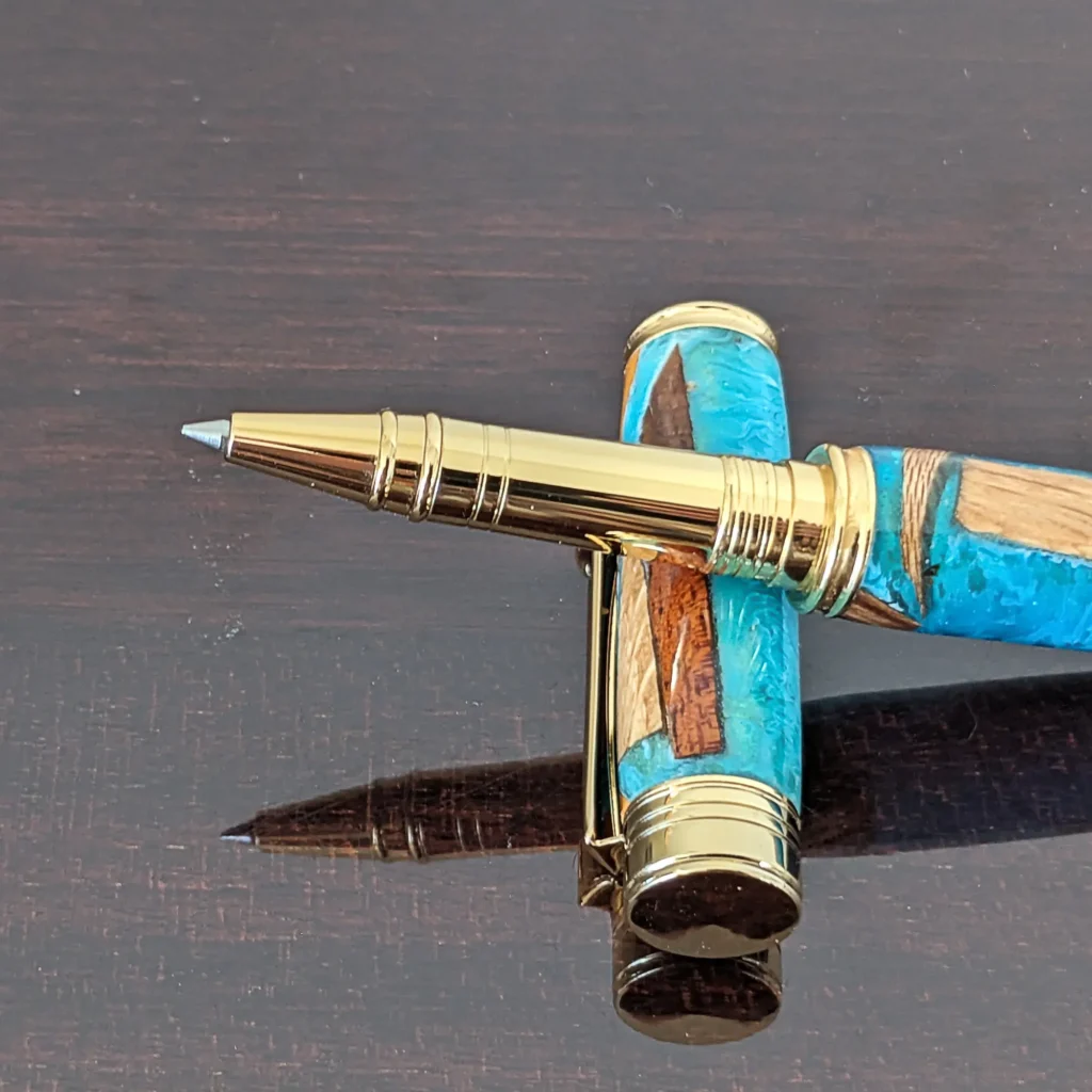 812 Driftwood Rollerball Pen with Gold Plated Fittings