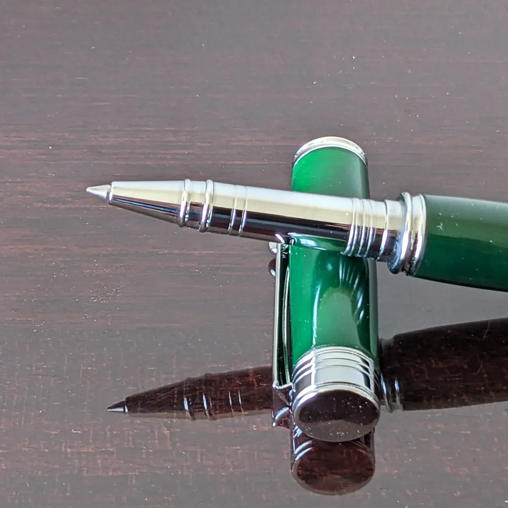 Green Resin Rollerball Pen with Chrome Plated Fittings (826)