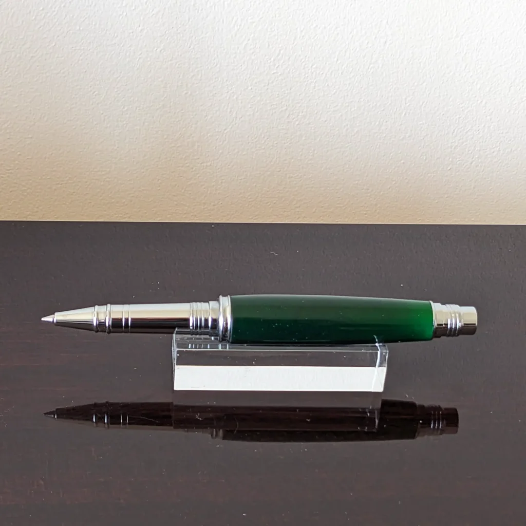 Green Resin Rollerball Pen with Chrome Plated Fittings (826)