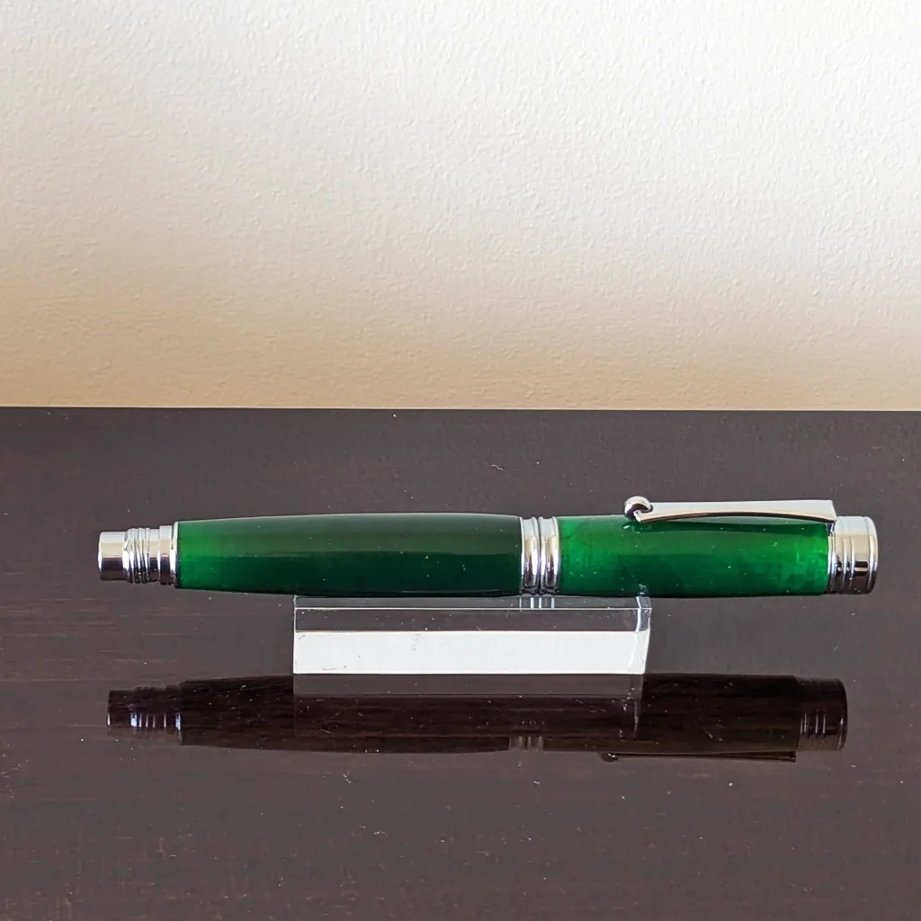 Green Resin Rollerball Pen with Chrome Plated Fittings (826)