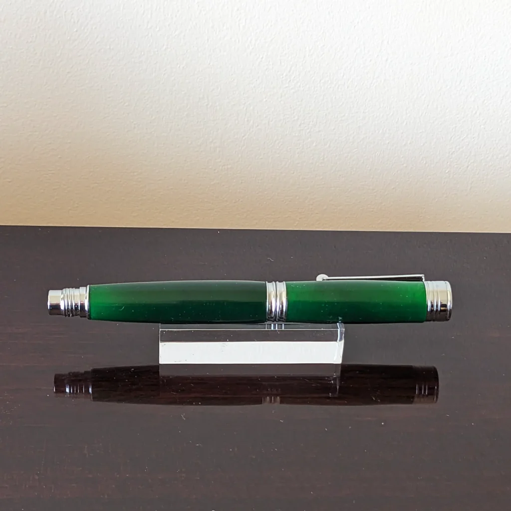 Green Resin Rollerball Pen with Chrome Plated Fittings (826)